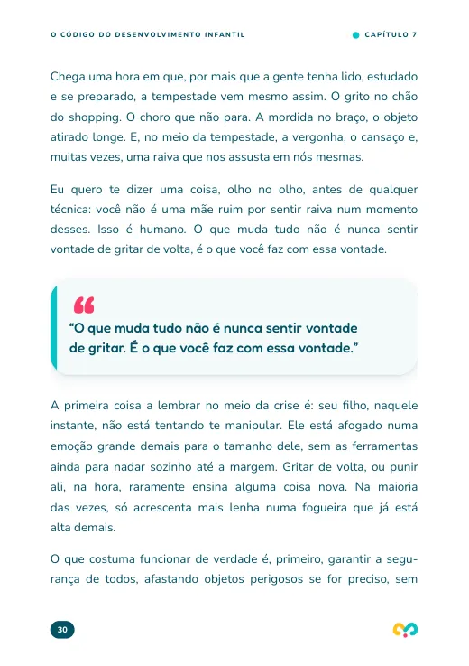 Página do capítulo 7 sobre birras e crises, com a frase: o que muda tudo é o que você faz com essa vontade