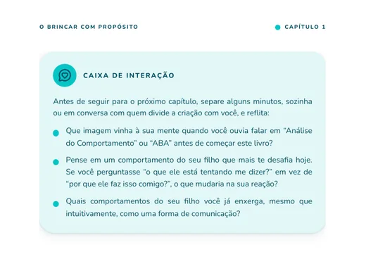 Caixa de Interação com três perguntas para refletir