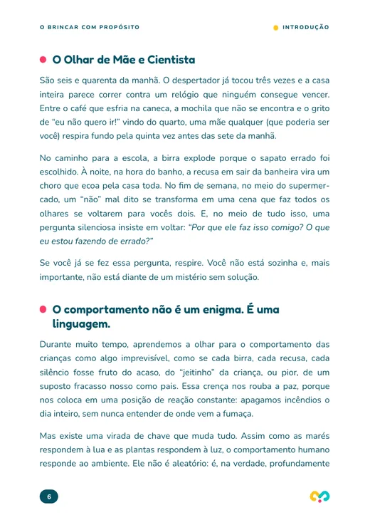 Página de texto da introdução com a frase: o comportamento não é um enigma, é uma linguagem